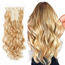 Load image into Gallery viewer, 150g Clip in Hair Extensions for Women,22inch 12Pcs Curly Wavy Synthetic Hair Pieces #27H613 Blonde Long Full Head Clip In Hair Extensions