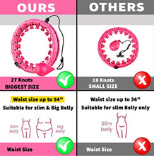 Load image into Gallery viewer, K-MART Smart Hula Ring Hoops, Weighted Hula Circle 24 Detachable Fitness Ring with 360 Degree Auto-Spinning Ball Gymnastics, Massage, Adult Fitness for Weight Loss (Pink)