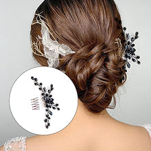 Load image into Gallery viewer, 2 Pcs Black Teardrop Small Hair Comb Women Rhinestone Hair Piece Bridal Hair Clip for Her Party Headpiece