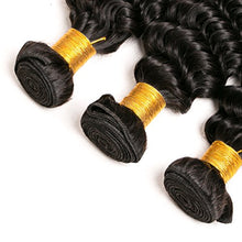 Load image into Gallery viewer, Deep Curly Hair 3 Bundles 12 14 16 Inch Peruvian Deep Wave Hair 300 gram Natural Color Virgin Remy Human Hair Extensions Weave Weft for Full Head