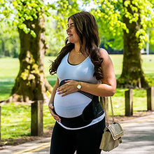 Load image into Gallery viewer, BABYGO 4 in 1 Pregnancy Support Belt Maternity & Postpartum Band - Relieve Back, Pelvic, Hip Pain, SPD & PGP >> inc Free 40 Page Pregnancy Book for Birth Preparation, Labour & Recovery >> M Black