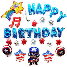 Load image into Gallery viewer, Blue Happy Birthday Foil Balloon Banner Superhero Party Decorations for 1st 2nd 3rd 4th 5th 6th 7th 8th 9th Boy Birthday Decorations (Superhero)