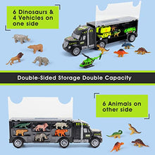 Load image into Gallery viewer, Dinosaur Toys Truck for 3 4 5 6 Year Old Boys Car Transporter Carrier Toy Trucks with 4 Kids' Play Vehicles 12 Dinosaurs Toys Animal Toys Double-Sided Storage Toys Gifts for Boys Girls Age 3
