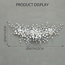 Load image into Gallery viewer, Vakkery Bride Wedding Hair Comb Slides Silver Pearl Headpiece Bridal Hair Accessories for Women and Girls