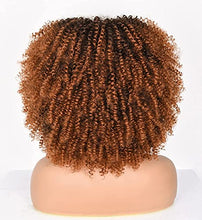 Load image into Gallery viewer, ANNIVIA 14inch Short Curly Afro Wigs for Black Women Afro Kinky Curly Wig with Bangs No Glue Full and Fluffy like a Bomb Full wig (Ombre Brown)