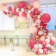 Load image into Gallery viewer, Pink Balloon Garland Arch Kit,98Pcs Thicken Balloons Metallic Balloons Rose Gold Latex Balloons with Decorating Strip Kit for Baby Shower Wedding Graduation Day Girls' Party Decorations
