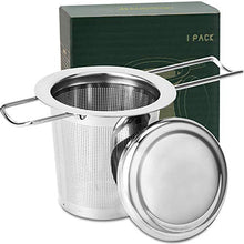 Load image into Gallery viewer, HAUSPROFI Tea Infuser, 304 Stainless Steel Tea Strainer with Lid and Foldable Handle, Tea Filter for Teapots Cups Mugs to Brewing Steeping Loose Leaf, 1 Pack