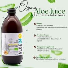 Load image into Gallery viewer, Aloe 24/7 Organic Aloe Vera Juice | Made with Wild Grown Aloe Ferox Leaf Extract | Ginger-Lemon-Honey | 100% Natural Synthetic Additives Free in GLASS BOTTLE | For Healthy Indigestion | 500 ml