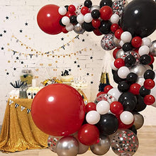 Load image into Gallery viewer, Balloon Arch Kit Red and Black, Black White Metallic Silver Balloon Garland Kit Latex Balloons Party Balloons for Birthday Party Supplies Wedding New Year Party Decorations