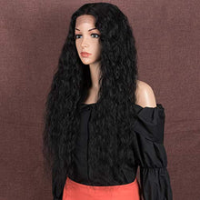 Load image into Gallery viewer, Style Icon 28” Lace Front Wigs Deep Wave Middle Part Wig Synthetic Wig Curly Wigs for women (1B)