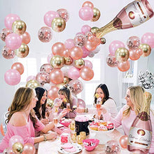 Load image into Gallery viewer, Rose Gold Champagne Bottle Balloon Garland Arch Kit with Rose Gold Happy Birthday Banner Balloons for 16th 18th 21st 30th 40th 50th 60th 70th 80th Birthday Party Decorations for Women Her Girls