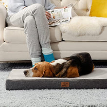 Load image into Gallery viewer, Bedsure Dog Crate Bed Large - Memory Foam Washable Dog Mattress, Orthopedic Flat Dog Bed with Removable Cover, Grey, 89x56x8cm