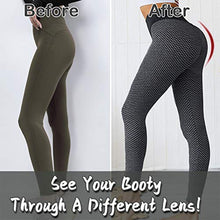 Load image into Gallery viewer, RAINBEAN Women Leggings, Honeycomb Yoga Pants High Waist Anti Cellulite Waffle Leggings,Gym Ruched Butt Lift TikTok Trend Leggings,Compression Squat Proof Scrunch Fitness Trousers - Darkgrey,Size M