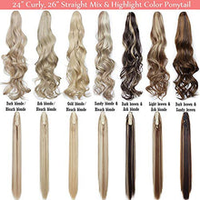 Load image into Gallery viewer, Long Short Claw Ponytail Hair Extension One Piece Cute Clip in on Ponytail Jaw/Claw Synthetic Straight Curly Hairpieces 12" Curly Ash Blonde mix Bleach Blonde