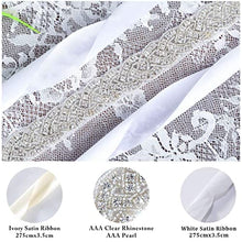 Load image into Gallery viewer, ShinyBeauty Ivory Ribbon Wedding Dress Belt 2.5cm Width by 1 Yard Rhinestone Belt Crystal and Pearl Wedding Belt Diamante Bridal Belt Sash Belt for Wedding Dress RA027