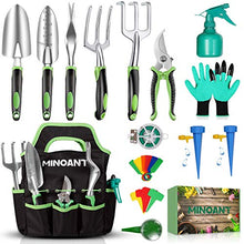 Load image into Gallery viewer, MINO ANT Gardening Tools Garden Tools Bag with 8 Pockets, 33PCS Gardening Gifts Garden Tools Set for for Women Men, Heavy Duty Aluminum Garden Tool Kit, Reusable Garden Tool Bag for Indoor Outdoor