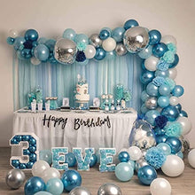 Load image into Gallery viewer, 130 PC Blue Balloon Arch Kit with Balloon Chain and Glue Dots | DIY Balloon Garland Kit For Birthday Party Décor, Baby shower, Wedding, Halloween, New Year Eve and Christmas