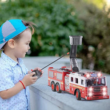 Load image into Gallery viewer, Prextex RC Remote Control Fire Truck Toy for Kids with Remote Control, Lights, and Siren Sounds Large 14-Inch/35 cm Fire Truck Best Gifts Toys for Boys
