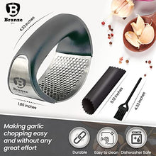 Load image into Gallery viewer, Bronze® Garlic Ginger Press Rocker with Cleaning Brush and Silicone Garlic Peeler Garlic Crusher Stainless Steel Kitchen Gadget Food Grade Ergonomic Handle Garlic Chopper Easy to Clean Easy to Use