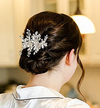 Load image into Gallery viewer, SWEETV Wedding Hair Comb Rhinestone Bridal Hair Clip-Handmade Wedding Hair Accessories for Brides and Bridesmaid,Silver