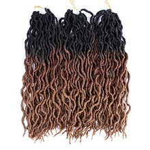 Load image into Gallery viewer, 6 Pack Faux Locs Crochet Hair 18 Inch Crochet Hair Extensions Braids 3 Tone Ombre Curly Wavy Goddess Fauxs Locs Crochet Hair Extensions for Crochet Braids(6pcs, T1B/30/27)