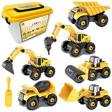 Load image into Gallery viewer, Vanplay Take-Apart Construction Vehicles Excavators Truck Toy with Storage Box, 6 in 1 DIY Building Educational Gift Toys for Boys Girls Age 3 4 5