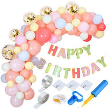 Load image into Gallery viewer, Antmuyee 119 Pcs Balloon Arch Garland Kit, Party Pastel Balloons, 10 Inch Macaron Coloured Latex Balloons, Gold Confetti, Banner for Garden Birthday Party / Baby Shower Party Decorations