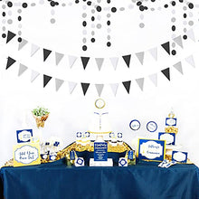 Load image into Gallery viewer, Black White Silver Pennant Banner,2 Pack Glitter Sprinkles Paper Triangle Flags, Birthday Graduation 2021 Fathers Day Wedding Baby Shower Party Decorations Bunting Lasting Surprise