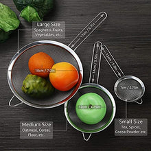 Load image into Gallery viewer, Sieve / Strainer | Pack of 3 | 7cm, 12cm & 18cm | Marine-Grade Stainless Steel | Finest Mesh | Temperature-Proof | No Sharp Edges | Anti-Corrosive | Bend-Proof