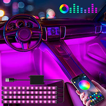 Load image into Gallery viewer, Winzwon Car LED Interior Lights, 4 Pcs Car LED Strip Light Car Accessories with USB Port APP Control Lighting Kits Infinite DIY Colors Car Atmosphere Lights Car Gifts for Him Her
