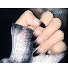 Load image into Gallery viewer, Black Gradient Nude False Nails with Glue Stickers, Short Fake Nails, 24PCS Acrylic Medium Press On nails, Stick On Nails for Women Girls No Glue Included