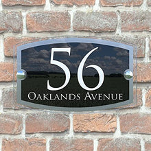 Load image into Gallery viewer, MODERN HOUSE SIGN PLAQUE DOOR NUMBER STREET GLASS EFFECT ACRYLIC ALUMINIUM NAME