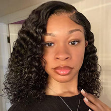 Load image into Gallery viewer, Bob Wigs Deep Wave Lace Front Wigs Human Hair Original Queen Brazilian 4X4 Human Hair Wigs for Black Women Deep Curly Lace Closure Wigs Natural Color 14Inch(35cm)