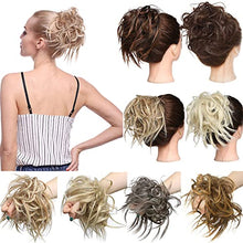 Load image into Gallery viewer, Tousled Updo Messy Bun Hair Piece Scrunchies Wavy Bun Extensions Rubber Band Elastic Scrunchie Chignon Instant Ponytail Hairpiece for Women Medium Brown