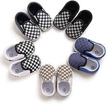 Load image into Gallery viewer, JOINFREE Baby Boys First Walking Shoes Comfort Anti-Slip Slip-on Infant Playing Shoes White/Plaid 0-6 Months