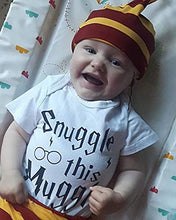 Load image into Gallery viewer, Baby Boys Girls Snuggle This Muggle Bodysuit and Striped Pants Outfit with Hat
