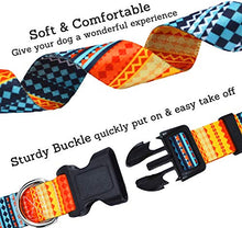 Load image into Gallery viewer, Mihqy Dog Collar with Bohemia Floral Tribal Geometric Patterns - Soft Ethnic Style Collar Adjustable for Small Medium Large Dogs (Bohemian Orange,S)