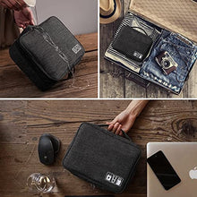 Load image into Gallery viewer, Hcfgs Travel Cable Organiser Bag,Doppelschicht Electronics Accessories Organizer Bag, Universal Carry Travel Gadget Bag for Cables, Power Bank,USB Drive, Charger Hard Disk (black)
