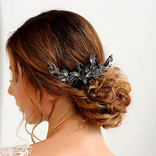 Load image into Gallery viewer, Handcess Bride Wedding Hair Combs Silver Rhinestone Bridal Hair Accessories and Headpiece for Women (Black)