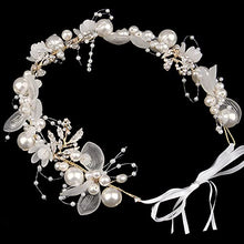 Load image into Gallery viewer, TONAUP Wedding Hair Piece Gold Pearl Headband Bridal Babys Breath Crystal Hair Vine for Princess Flower Girls and Bridesmaid