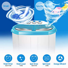 Load image into Gallery viewer, Portable Twin Tub Washing Machine 4.5 KG Total Capacity Washer And Spin Dryer Combo Compact For Camping Dorms Apartments College Rooms 2.5 KG Washer 2 KG Drying Blue&White