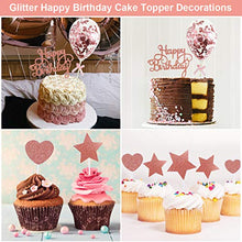 Load image into Gallery viewer, Rorchio Rose Gold Cake Toppers, Happy Birthday Cupcake Topper and 5inch Confetti Balloons for Birthday Cake Decorations