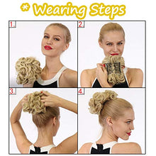 Load image into Gallery viewer, Silk-co Short Messy Hair Bun Scrunchy Scrunchie Updo Clip in Dark Brown Hairpieces Chignon Curly Wavy Combs Hair Extensions