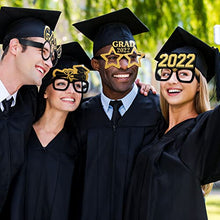Load image into Gallery viewer, 36 Pieces Graduation Eyeglasses Decoration, Glitter Gold and Black Class of 2022 Photo Booth Props Frame Fancy Paper Eyeglasses for Congrats Grad Party Favors Supplies, 9 Styles