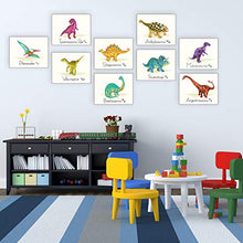 Load image into Gallery viewer, Outus 9 Pieces Dinosaur Wall Art Prints Dinosaurs Poster Wall Decals with Unframed Pictures Dinosaur Birthday Gift for Nursery and Kids Room Decorations
