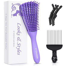 Load image into Gallery viewer, Detangle Hair Brush, Detangler Brush for Women Girls Wet Dry Afro 3a to 4c Thick Frizzly Wavy Kinky Curly Coily Natural Hair, Detangling Hairbrush with Metal Pick Comb, Purple