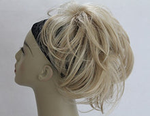 Load image into Gallery viewer, New Very Large Circular Elastic synthetic Hair piece Updo Scrunchies Bun Extensions Wavy 7” Light weight 55g (Light Blonde Mix #24H613)