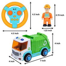 Load image into Gallery viewer, JOYIN Remote Control Take Apart Construction & Garbage Truck with Built-in Lights and Sounds and Drill for Kids STEM Assembly Vehicle Toy City Collection Gift