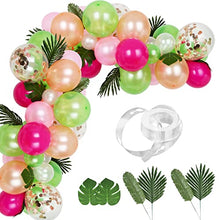 Load image into Gallery viewer, Auihiay 83 Pieces Tropical Balloons Garland Kit DIY Luau Balloon Arch Garland with Tropical Leaf and Balloon Strip for Tropical Theme Birthday Party Baby Shower