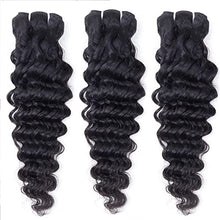 Load image into Gallery viewer, Deep Wave Bundles With Closure T Middle Part Brazilian Curly Human Hair Bundles With Lace Closure Unprocessed Weave Human Hair Bundles With 4x4x1 Closure Natural Color (10 12 14+10 Inch, 70g/bundle)